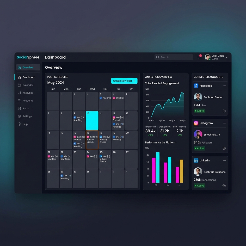 Social Media Management Portal Screenshot